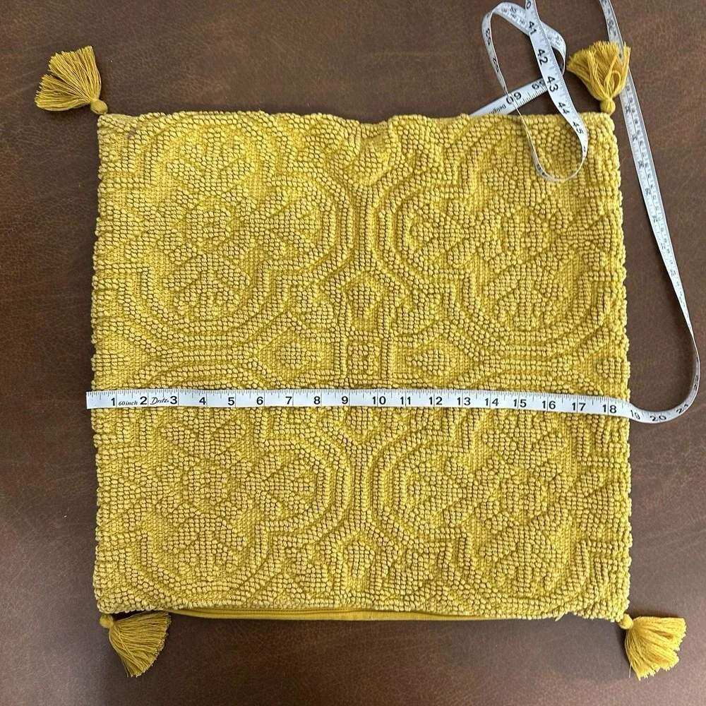 Opal House Toss Pillow Cases Lot of 2 Gold Cream & Brown w/Tassels 1 Yellow Case